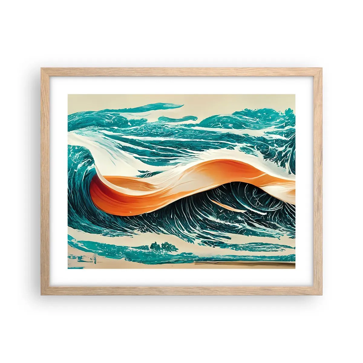 Affiche dans un chêne clair - Poster - Le rêve d'un surfeur - 50x40 cm
