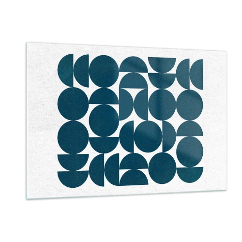 Impression sur verre - Image sur verre - Une composition moderne composée de cercles et de demi-cercles bleu marine - 120x80cm - Cercles et demi-cercles - Décoration murale moderne pour le salon et la chambre ARTTOR