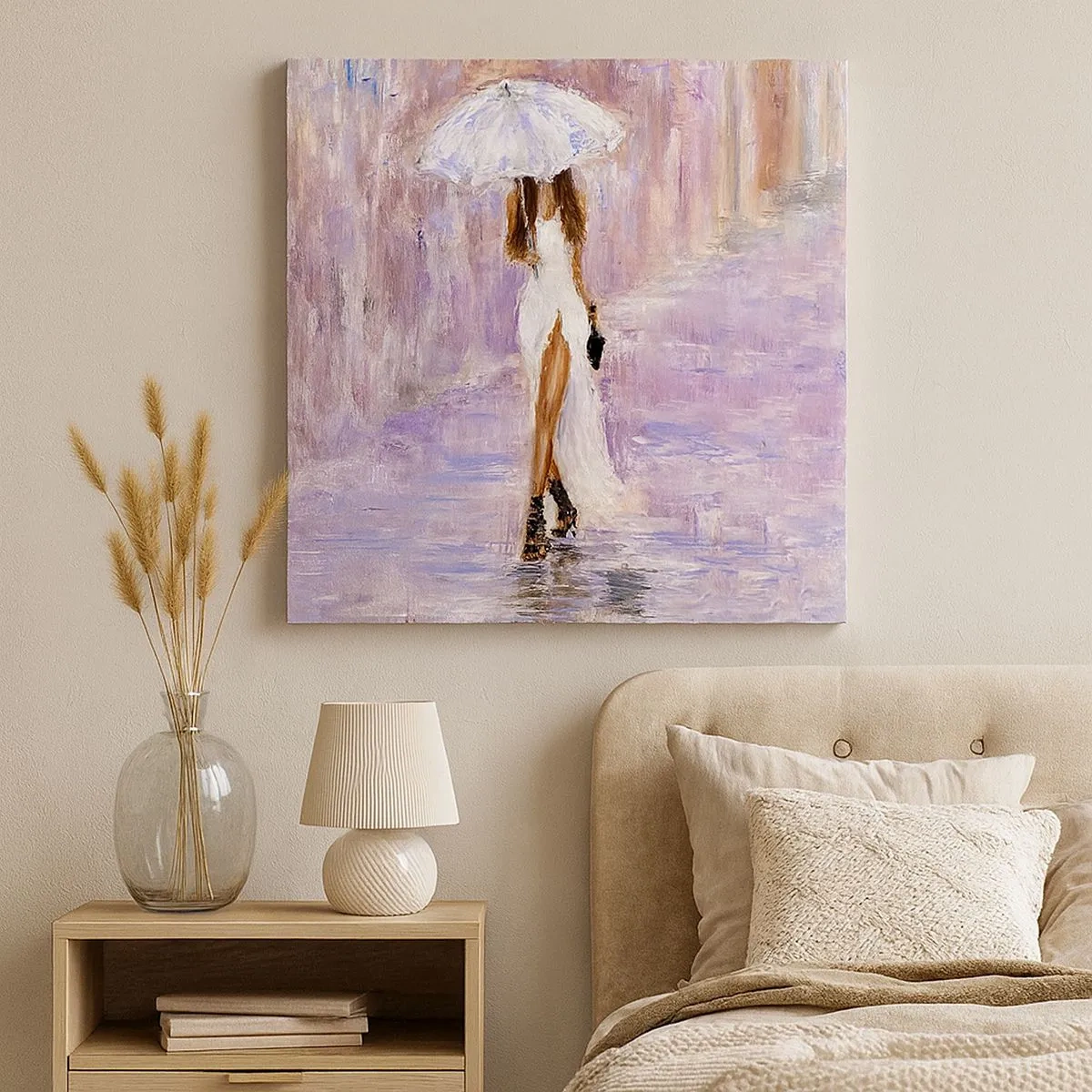 Impression sur toile - Image sur toile - Sous la pluie lilas - 30x30 cm