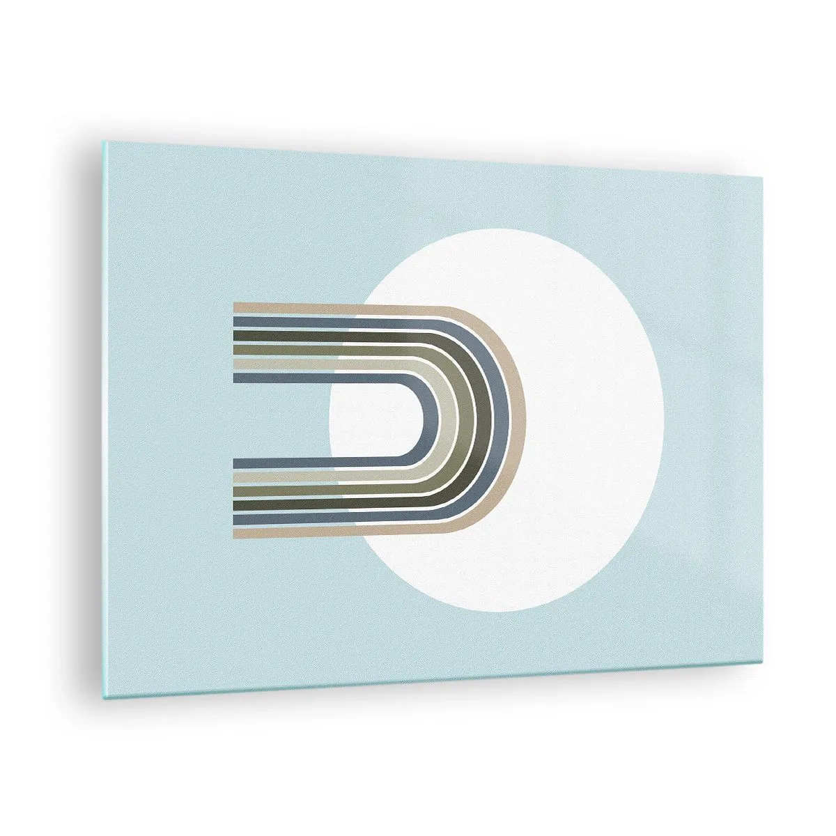 Impression sur verre - Image sur verre - Une composition abstraite avec des arches dans des tons délicats de bleu et de vert. - 70x50cm - Attraction irrésistible - Décoration murale moderne pour le salon et la chambre ARTTOR