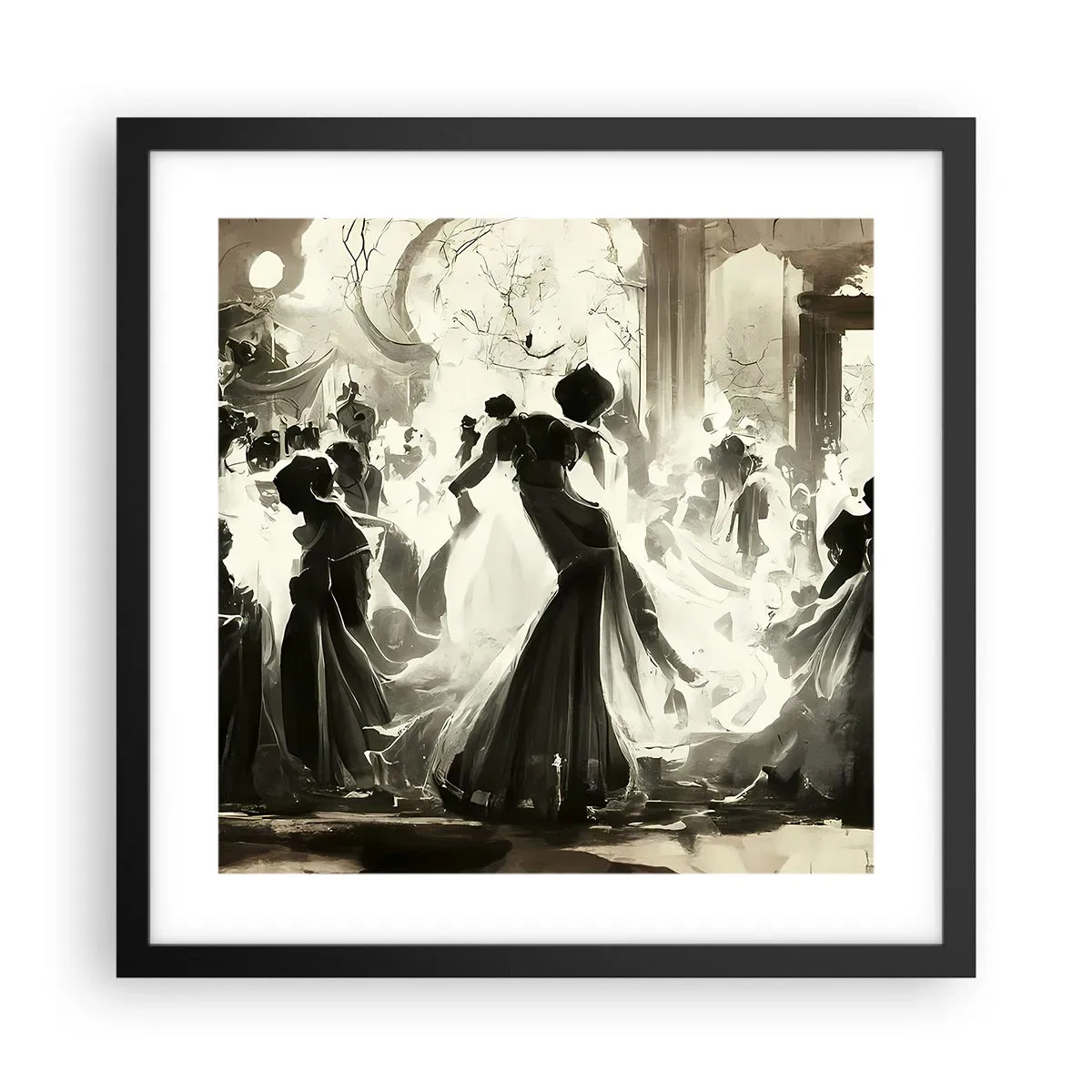 Affiche dans un cadre noir - Poster - La grande mascarade - 40x40 cm