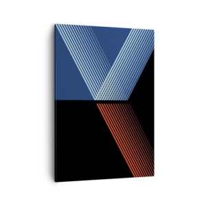 Impression sur toile - Image sur toile - Lignes géométriques dans les tons de rouge et de bleu - 50x70cm - Histoire simple - Décoration murale moderne pour le salon et la chambre ARTTOR