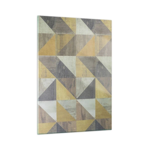 Impression sur verre - Image sur verre - Motif géométrique de triangles aux couleurs sobres - 50x70cm - Suivant l'angle du triangle - Décoration murale moderne pour le salon et la chambre ARTTOR