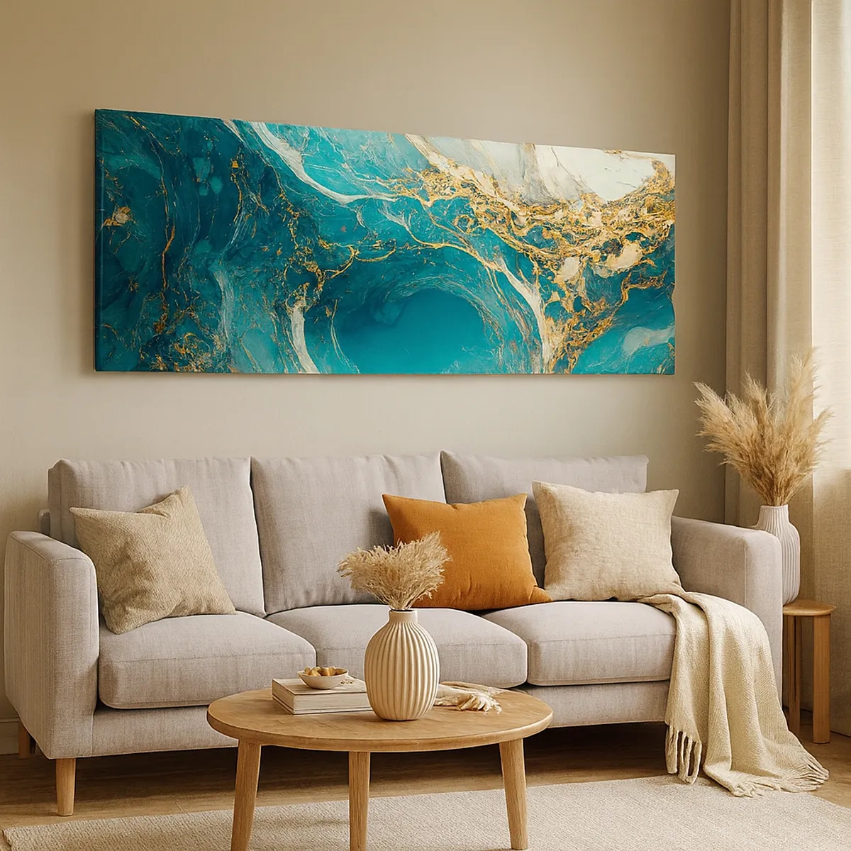 Impression sur toile - Image sur toile - Composition en veines d'or - 30x30 cm