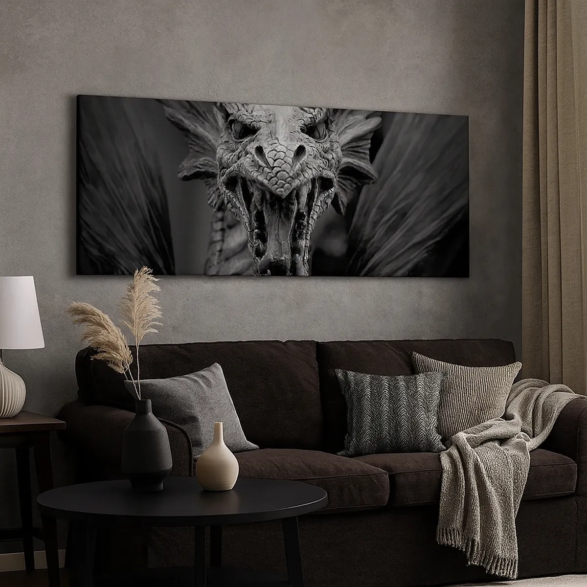 Impression sur toile - Image sur toile - Un dragon imaginaire grisâtre - 30x30 cm