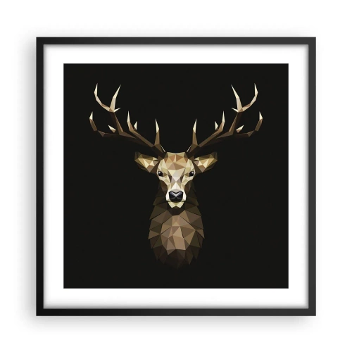 Affiche dans un cadre noir - Poster - Cerf cubique - 50x50 cm