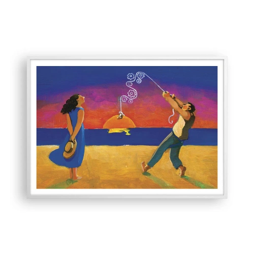 Affiche dans un cadre blanc - Poster - Plus qu'une étoile dans le ciel - 100x70 cm