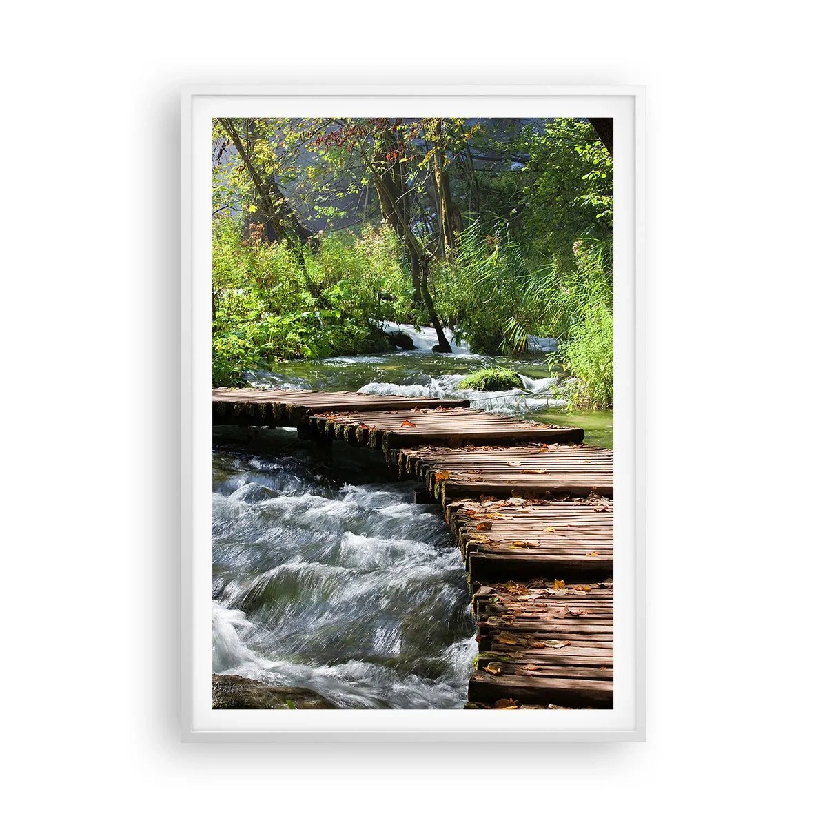 Affiche dans un cadre blanc - Poster - Au-dessus de la cascade mousseuse - 70x100 cm