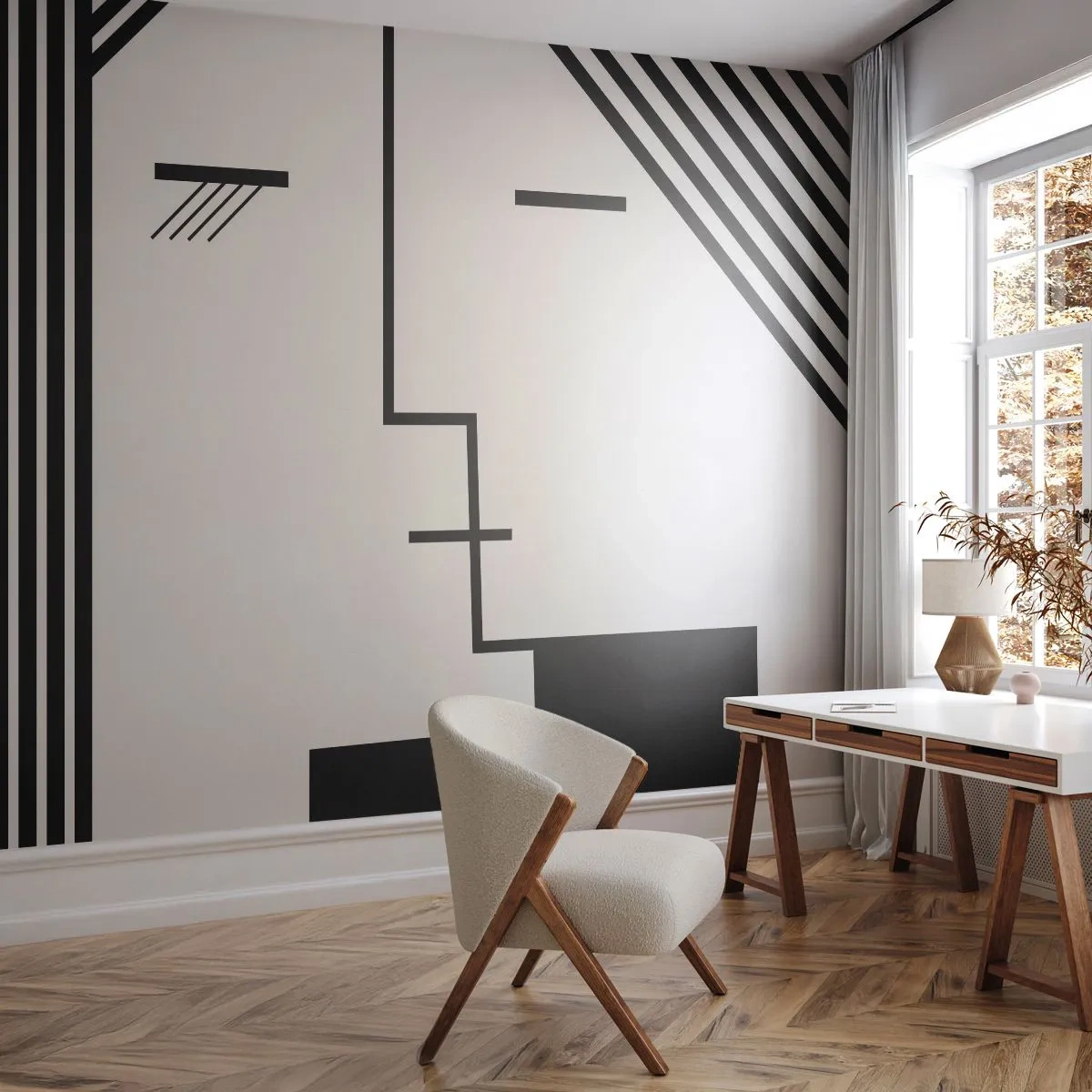 Papier Peint Autocollant Deluxe Sticker - Juste un baiser - Art moderne, Noir et blanc, Affronter - 500x350 cm