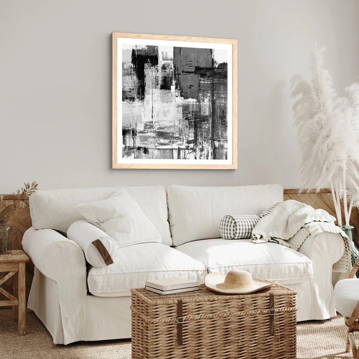 Affiche dans un chêne clair - Poster - Le gris est beau - 60x60 cm