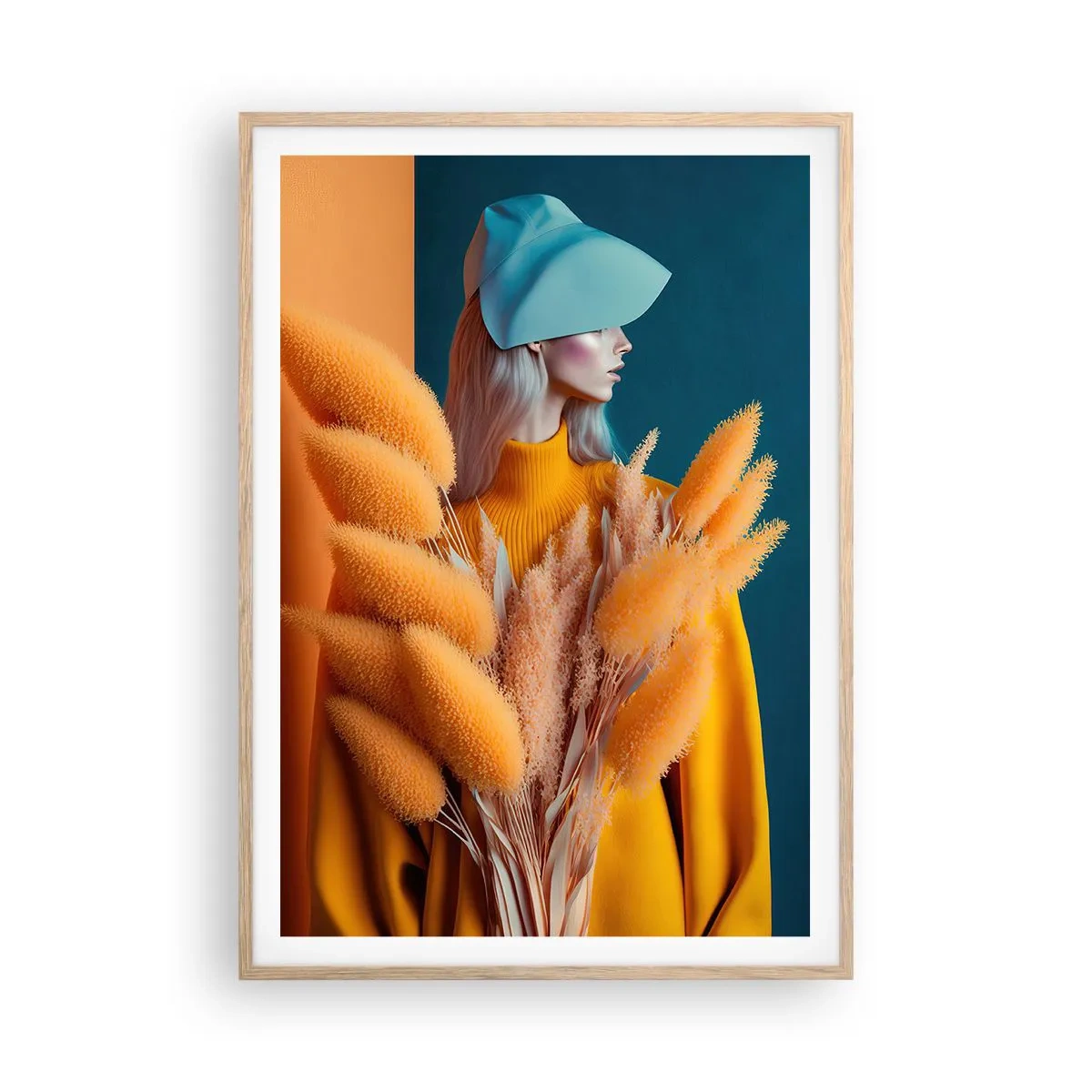 Affiche dans un chêne clair - Poster - Portrait moelleux - 70x100 cm