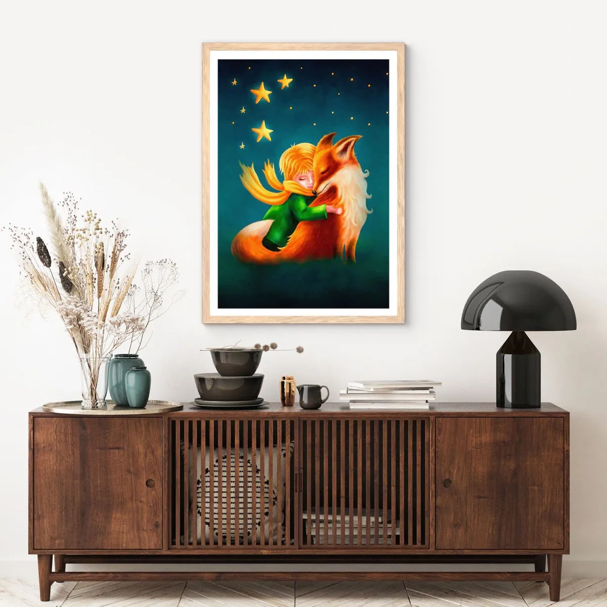 Affiche dans un chêne clair - Poster - Petit Prince - 40x50 cm