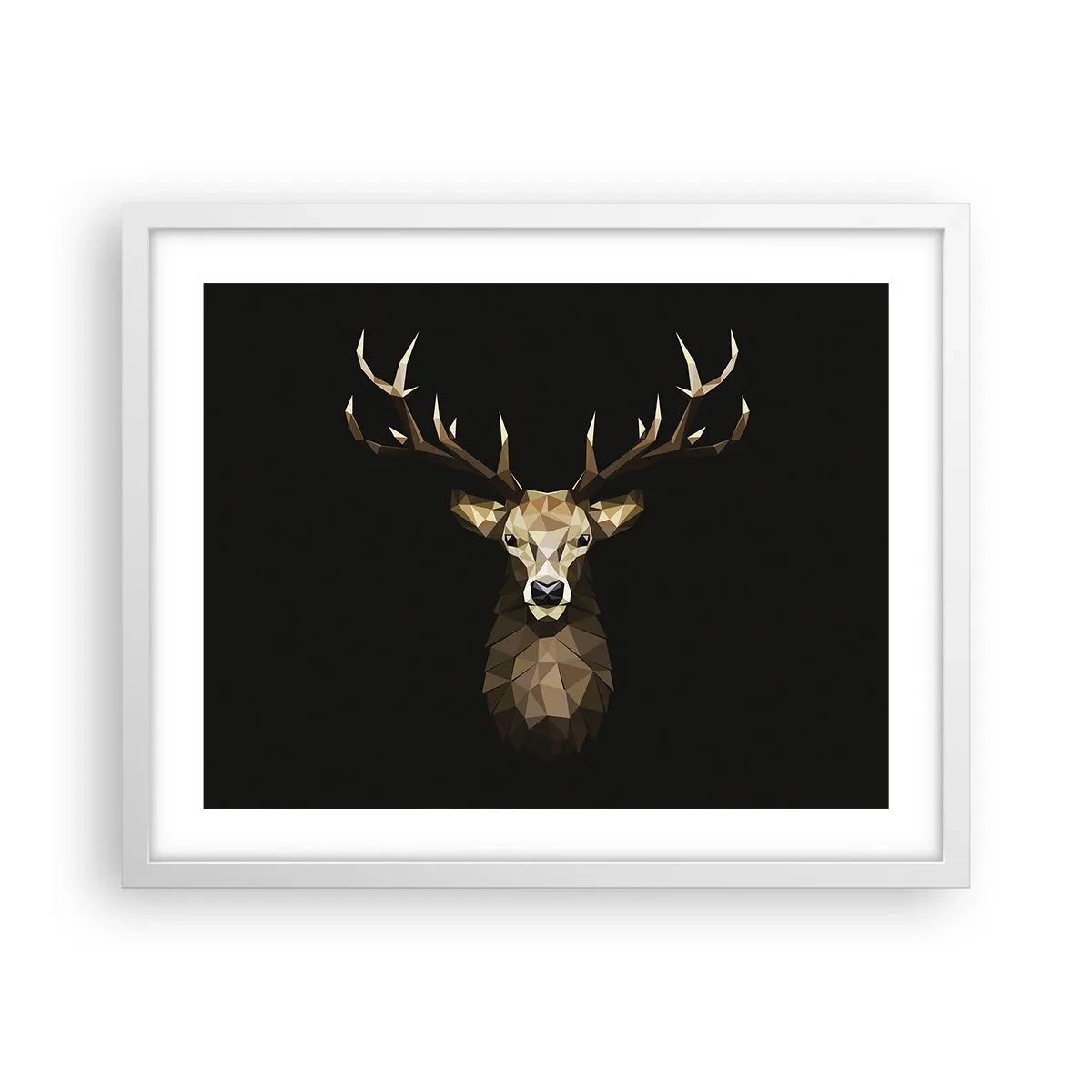 Affiche dans un cadre blanc - Poster - Cerf cubique - 50x40 cm