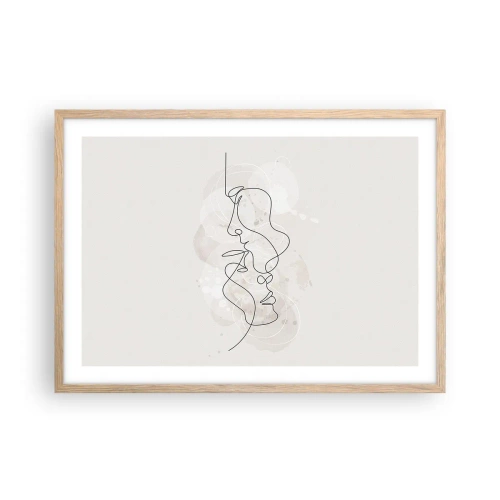Affiche dans un chêne clair - Poster - Emmêlé dans une étreinte - 70x50 cm