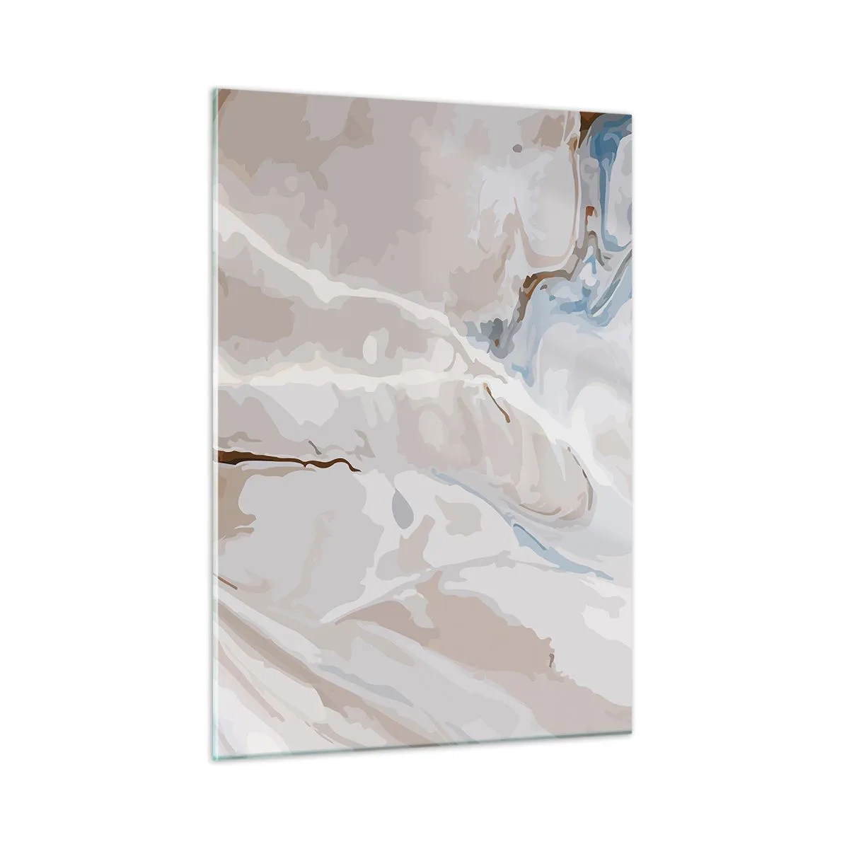 Impression sur verre - Image sur verre - Motif artistique dans des tons neutres avec des accents de bleu - 50x70cm - Le bleu serpente sous le blanc - Décoration murale moderne pour le salon et la chambre ARTTOR