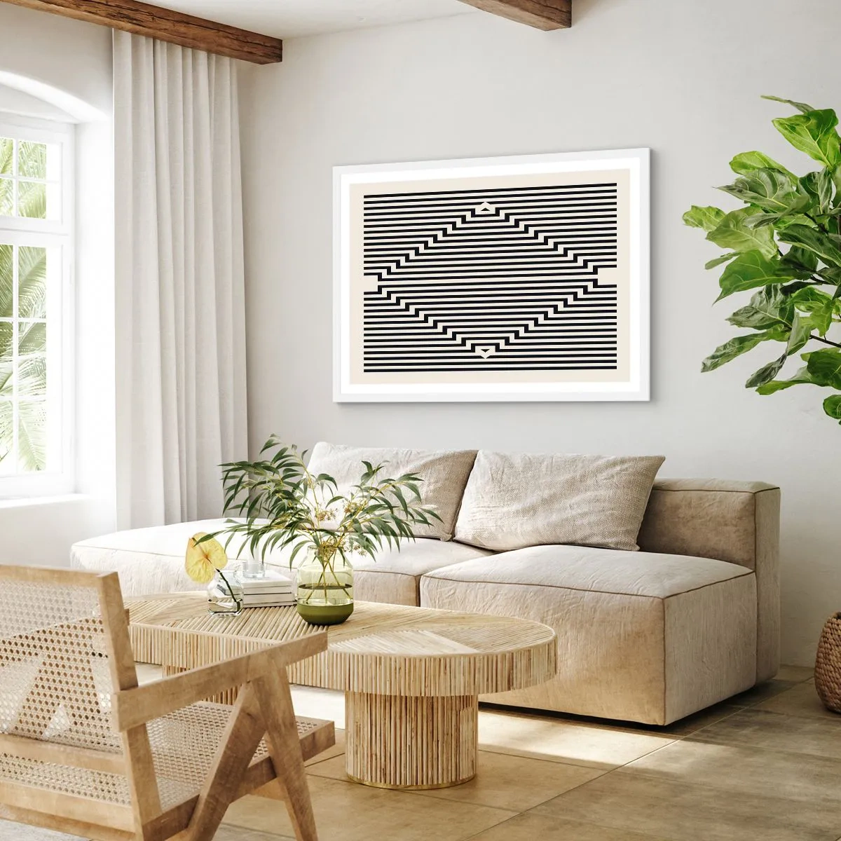 Affiche dans un cadre blanc - Poster - Illusion géométrique - 100x70 cm