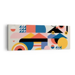 Impression sur toile - Image sur toile - Formes géométriques colorées dans un style rétro - 140x50cm - Composition : jouer - Décoration murale moderne pour le salon et la chambre ARTTOR