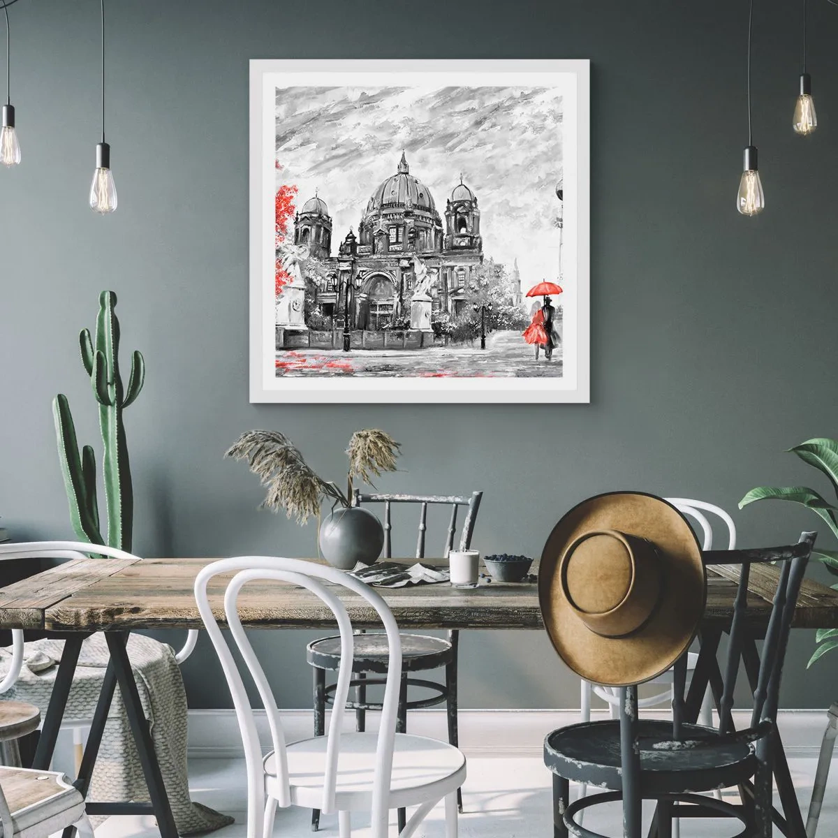 Affiche dans un cadre blanc - Poster - Rencontre berlinoise - 60x60 cm