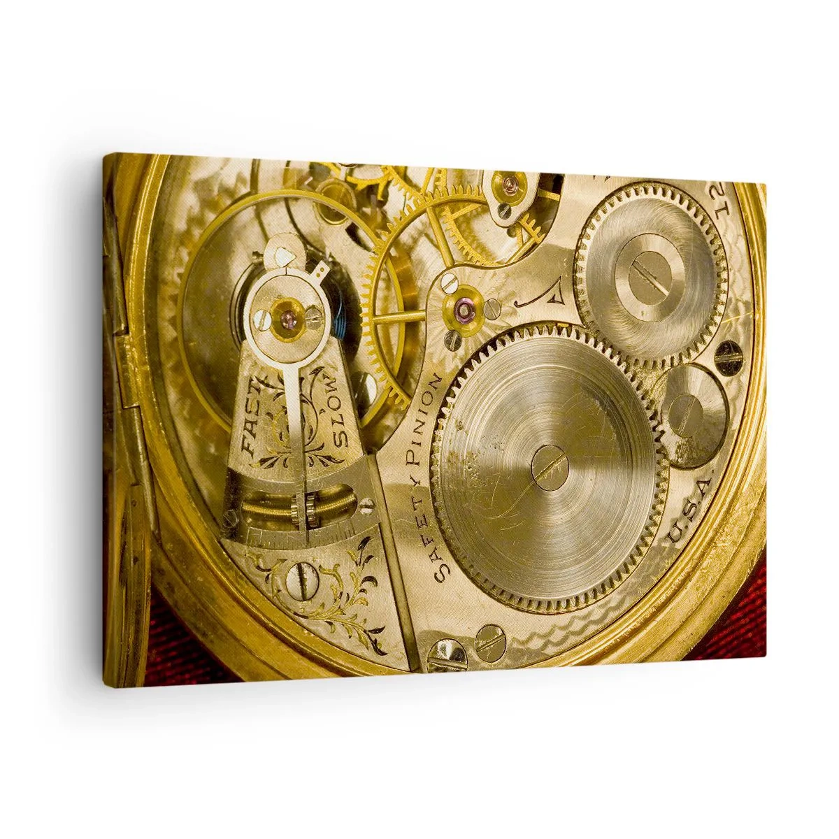 Impression sur toile - Image sur toile - Mécanisme de montre avec engrenages et détails visibles - 70x50cm - Marcher avec son temps - Décoration murale moderne pour le salon et la chambre ARTTOR