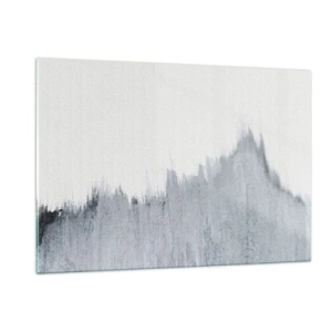 Impression sur verre - Image sur verre - Une composition abstraite dans des tons de gris ressemblant à un disque sur fond blanc. - 120x80cm - Une esquisse mystérieuse - Décoration murale moderne pour le salon et la chambre ARTTOR