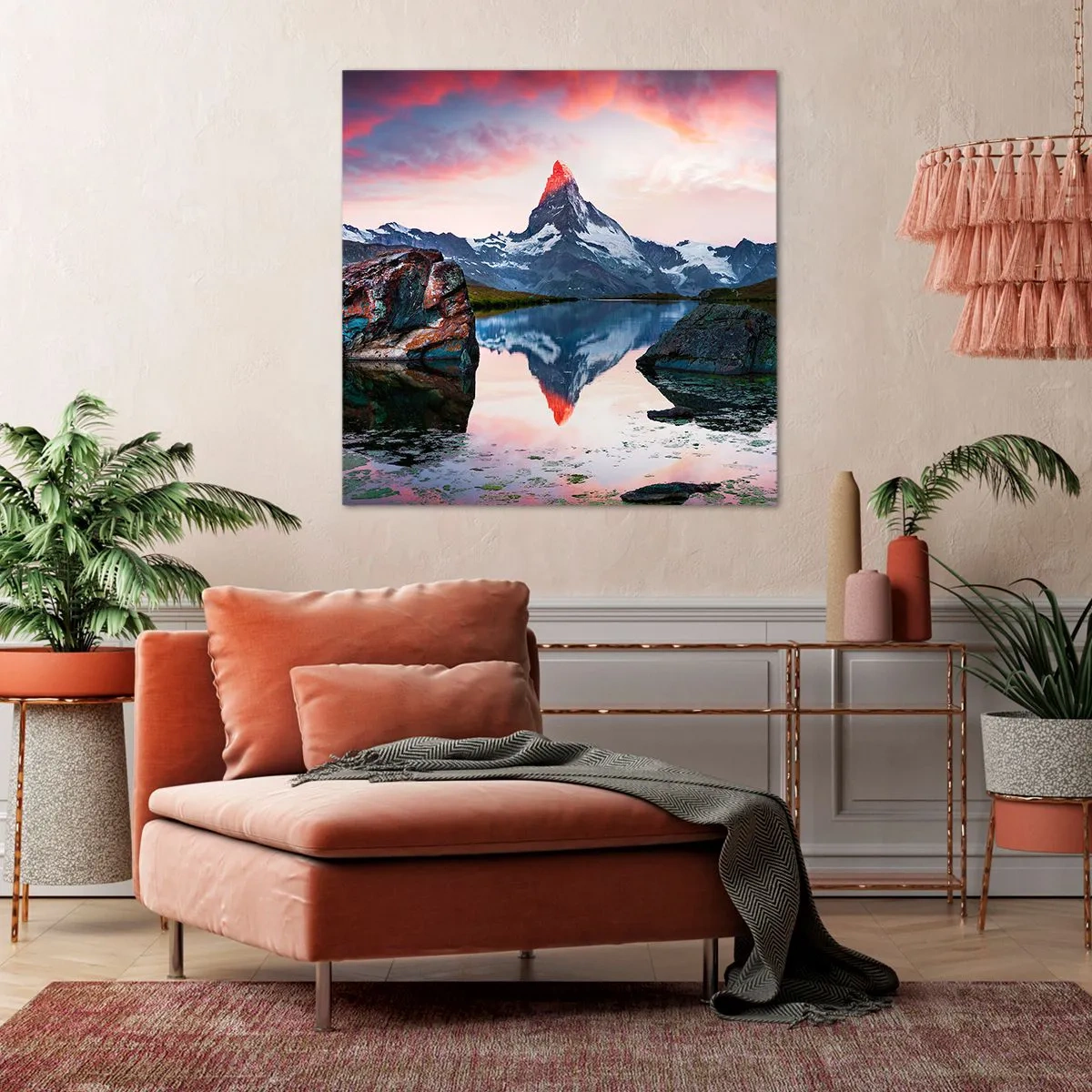 Impression sur toile - Image sur toile - Le coeur des montagnes est chaud - 40x40 cm