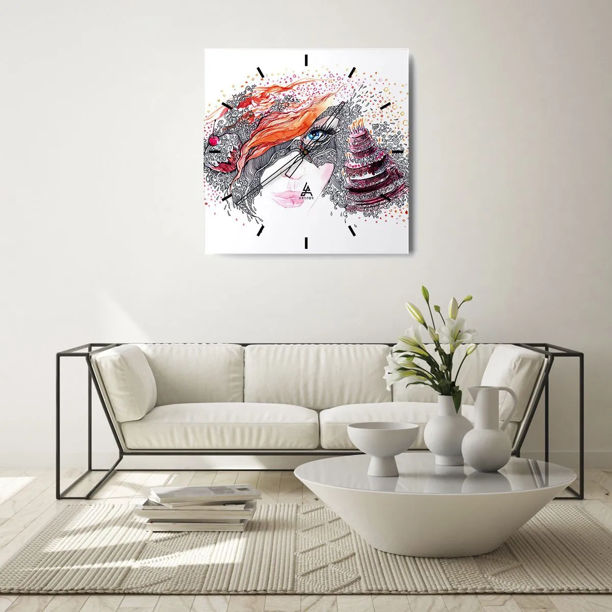 Horloge murale - Pendule murale - Avec elle, c'est tous les jours la fête - 40x40 cm