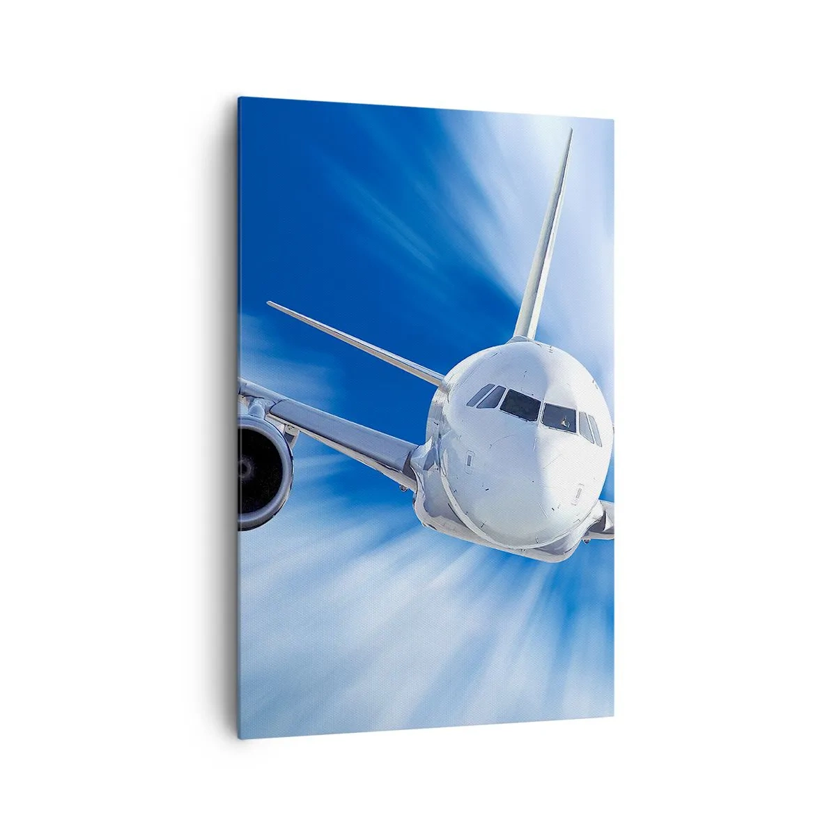 Impression sur toile - Image sur toile - Un avion de ligne en mouvement dans le ciel - 80x120cm - Plus vite que le vent dans le ciel - Décoration murale moderne pour le salon et la chambre ARTTOR