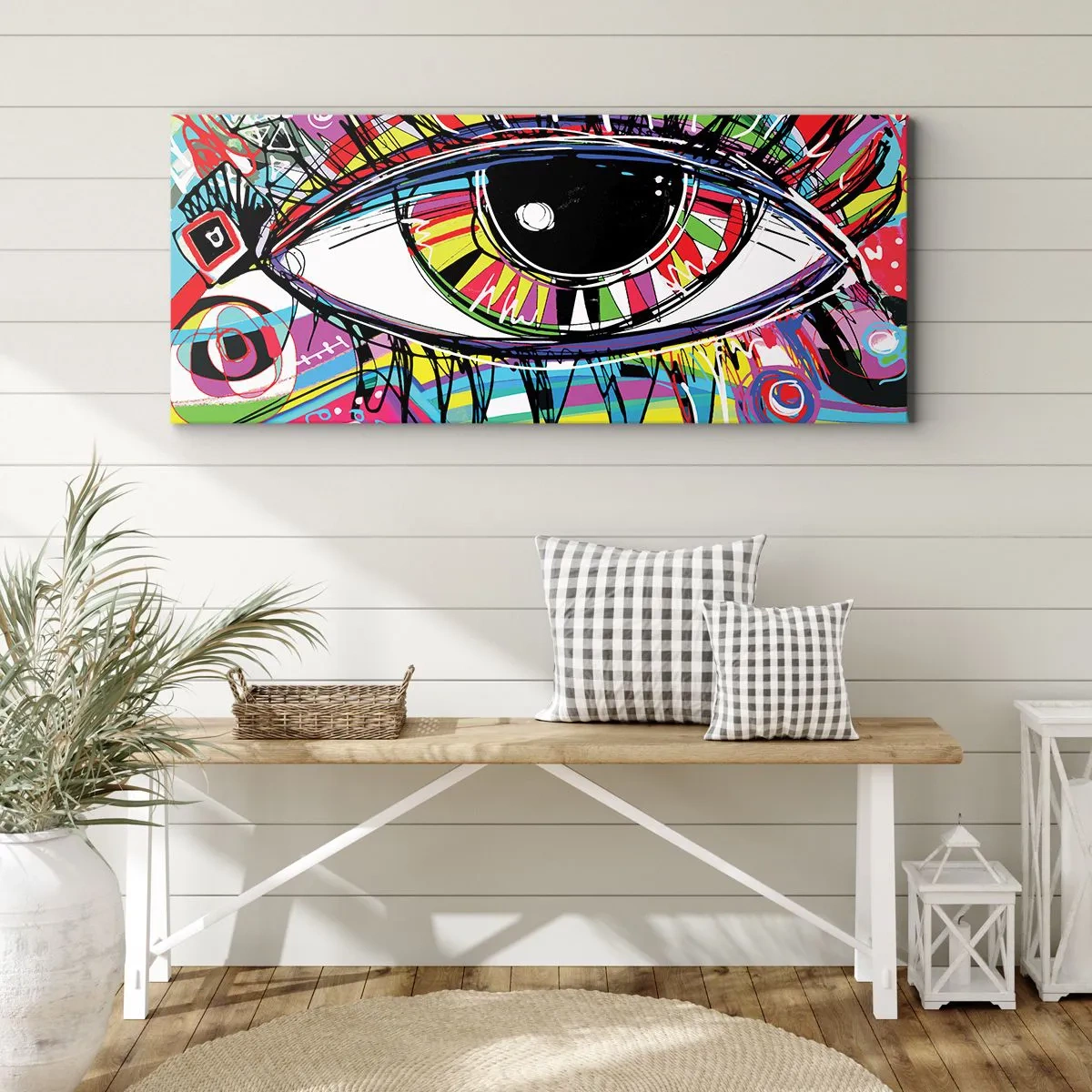 Impression sur toile - Image sur toile - Oeil coloré - âme colorée - 90x30 cm
