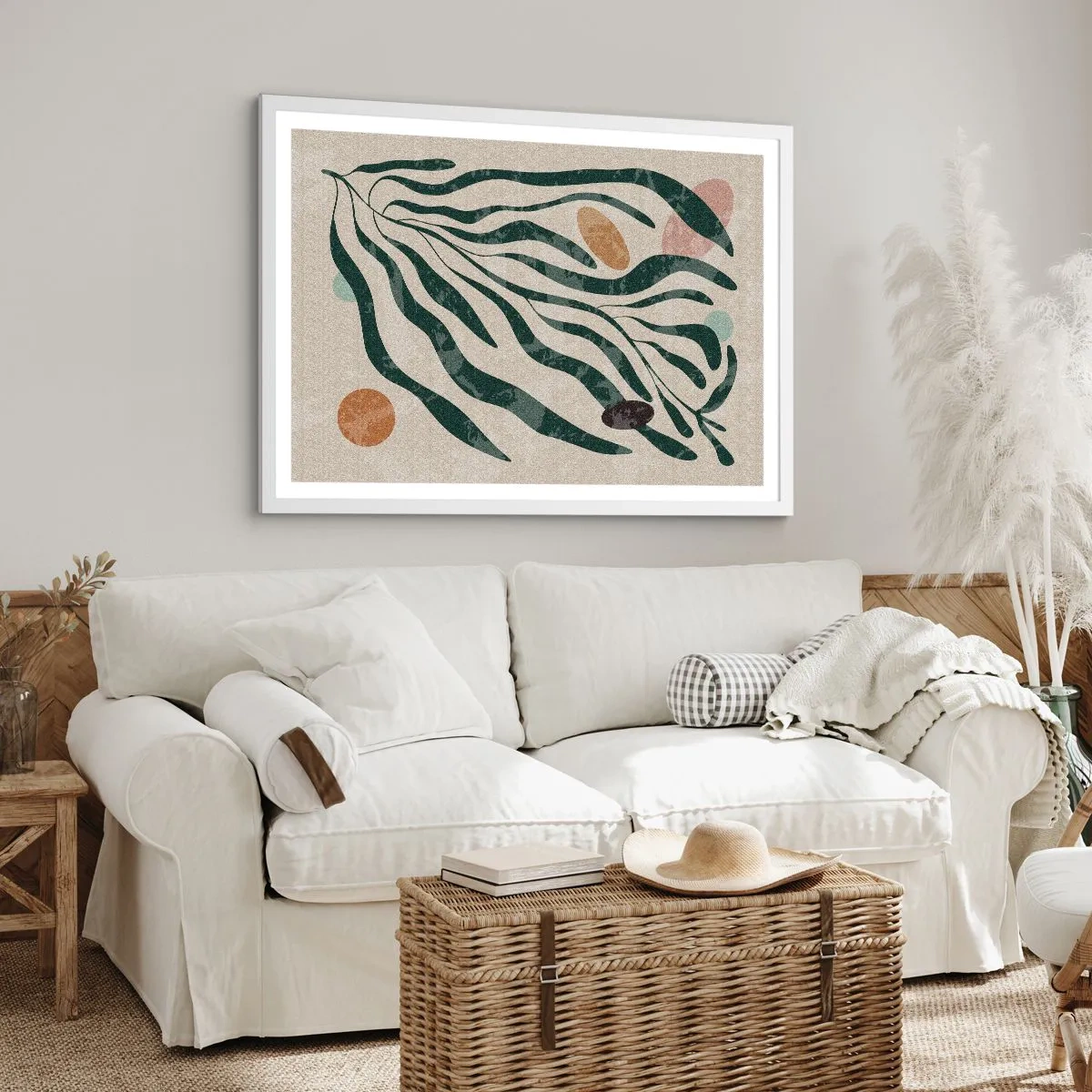 Affiche dans un cadre blanc - Poster - Parmi la verdure - 91x61 cm