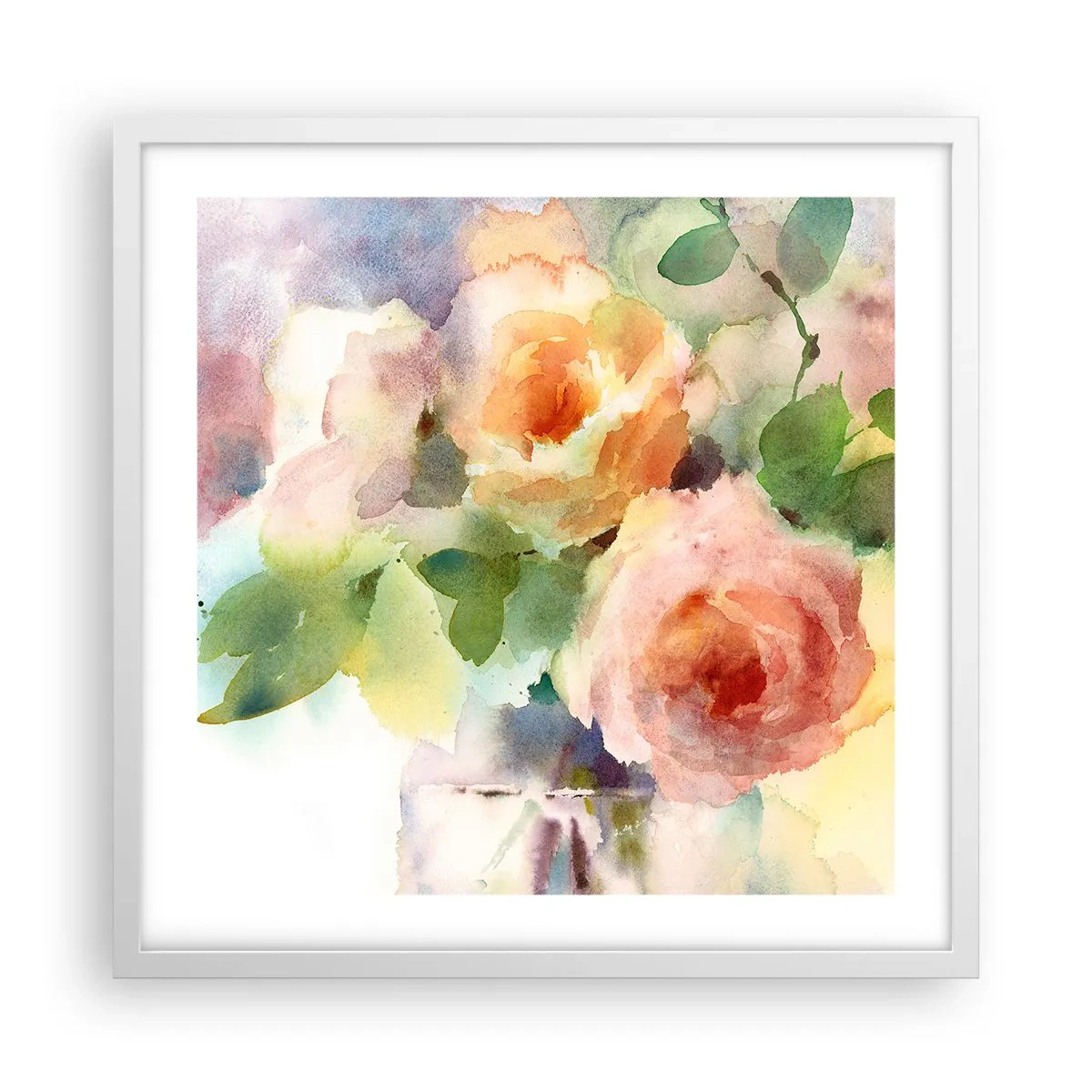 Affiche dans un cadre blanc - Poster - Délicat comme l'aquarelle - 50x50 cm