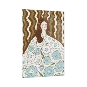 Impression sur verre - Image sur verre - Portrait en robe fleurie - 70x100 cm