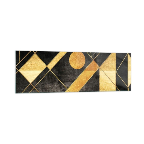 Impression sur verre - Image sur verre - Formes géométriques dans les tons or et noir - 160x50cm - Soleil du désert - Décoration murale moderne pour le salon et la chambre ARTTOR