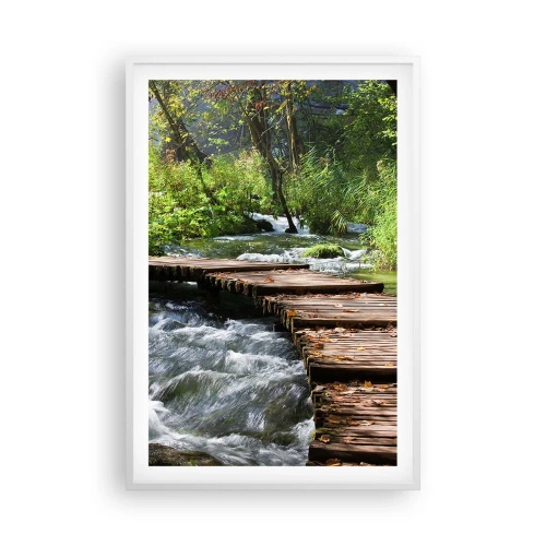 Affiche dans un cadre blanc - Poster - Au-dessus de la cascade mousseuse - 61x91 cm