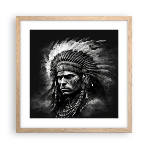 Affiche dans un chêne clair - Poster - Un leader et un guerrier - 40x40 cm