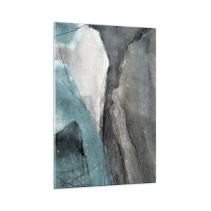 Impression sur verre - Image sur verre - Composition abstraite dans les tons de gris et de bleu - 80x120cm - Résumé : roches et glace - Décoration murale moderne pour le salon et la chambre ARTTOR