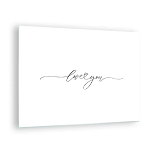 Impression sur verre - Image sur verre - Inscription minimaliste « Je t'aime » sur fond blanc - 70x50cm - Noir sur blanc - Décoration murale moderne pour le salon et la chambre ARTTOR