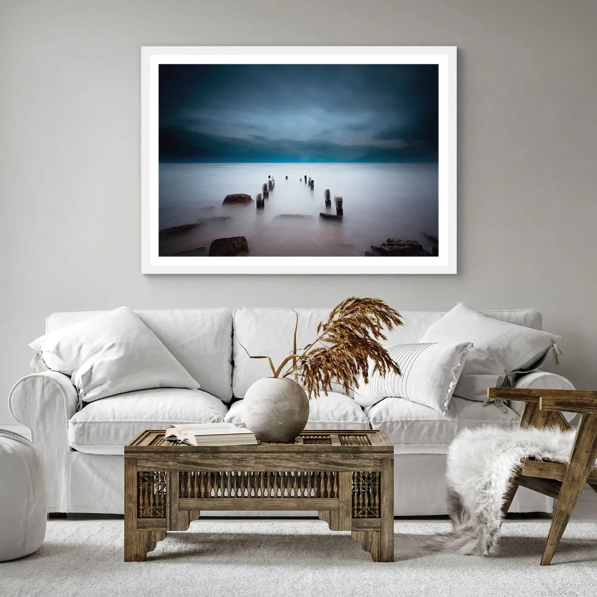 Affiche dans un cadre blanc - Poster - Lac pensif - 30x30 cm