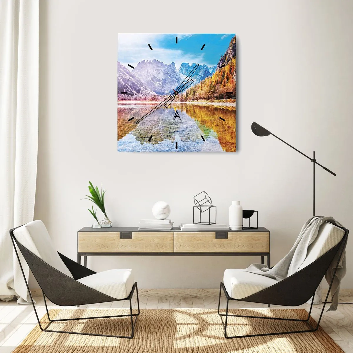 Horloge murale - Pendule murale - C'est déjà le printemps à la montagne - 40x40 cm