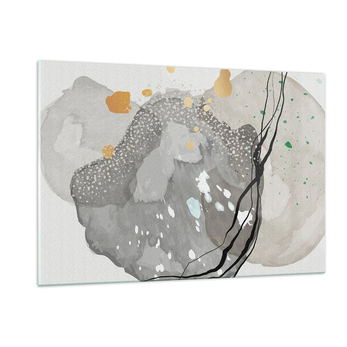 Impression sur verre - Image sur verre - Formes organiques et taches aux couleurs douces avec détails - 120x80cm - Composition organique - Décoration murale moderne pour le salon et la chambre ARTTOR