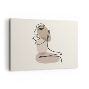 Impression sur toile - Image sur toile - Visage de femme minimaliste avec des taches abstraites - 100x70cm - S'écouter - Décoration murale moderne pour le salon et la chambre ARTTOR