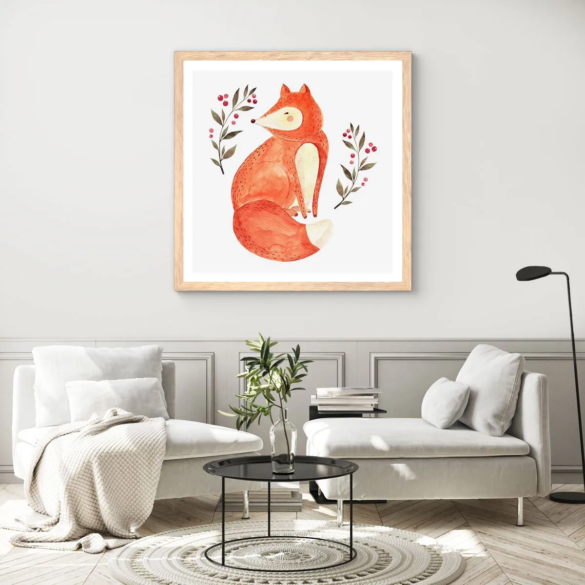 Affiche dans un chêne clair - Poster - Petit rouquin - 50x50 cm