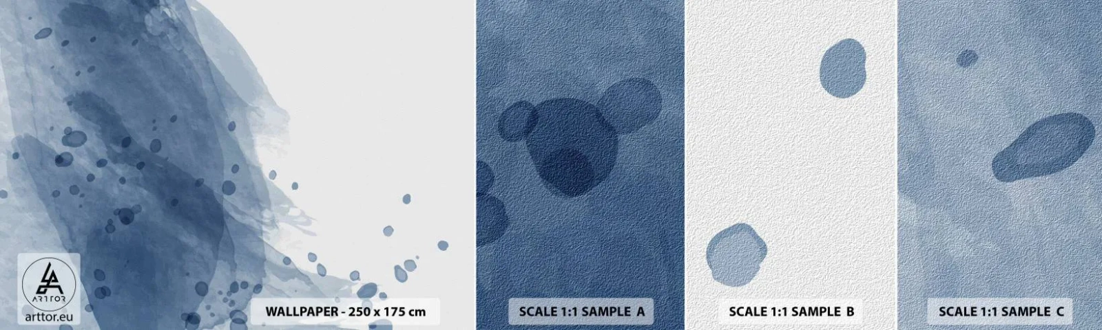 Échantillon de Papier Peint Autocollant Deluxe Sticker - Tulle bleu - Abstraction, Morceau, Peinture - 100x30 cm