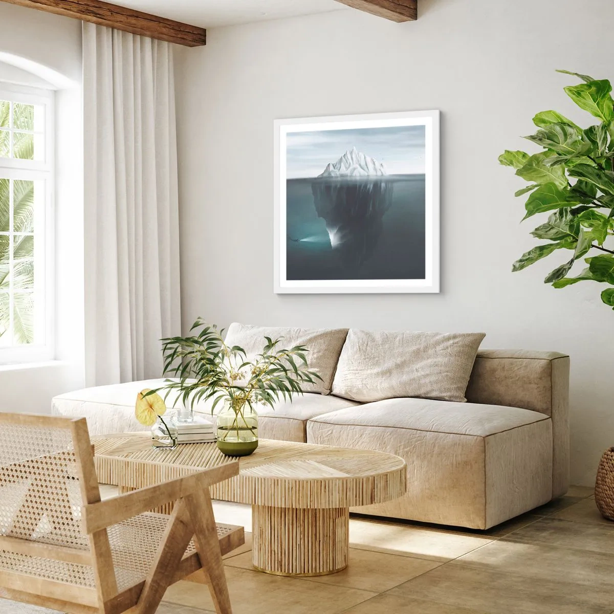 Affiche dans un cadre blanc - Poster - Mystère sous-marin - 40x40 cm