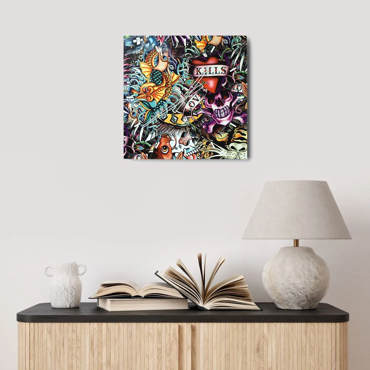 Horloge murale - Pendule murale - Le rêve du tatoueur - 40x40 cm