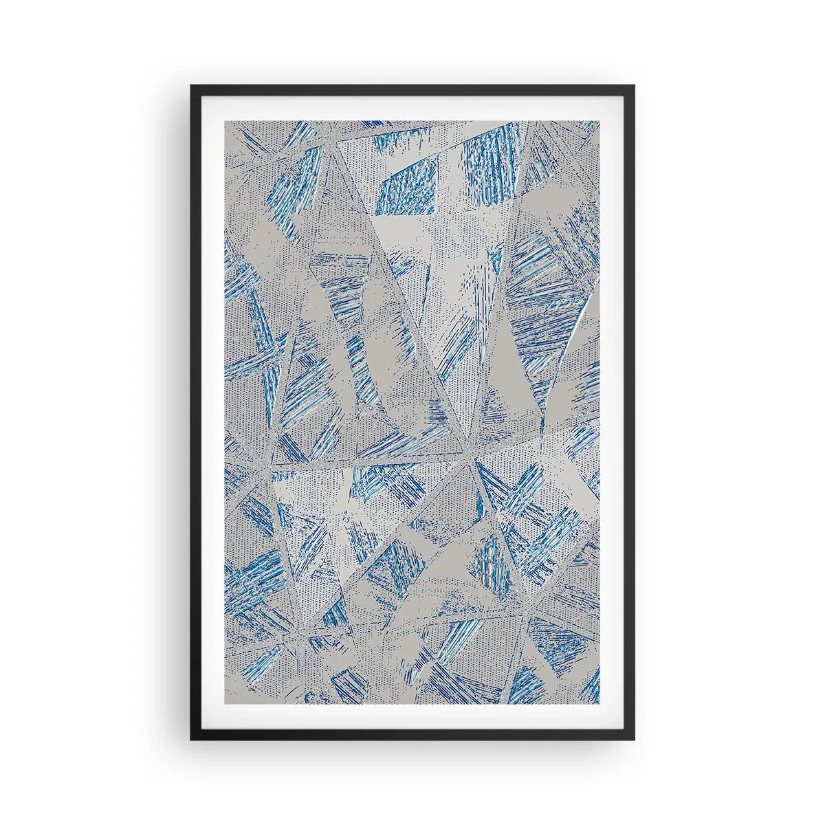 Affiche dans un cadre noir - Poster - Dans un labyrinthe bleu-gris - 61x91 cm