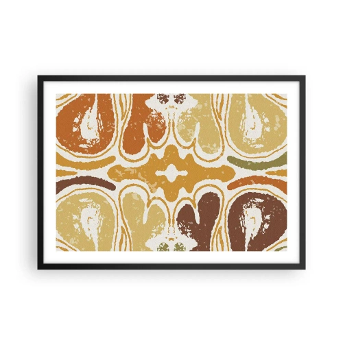 Affiche dans un cadre noir - Poster - Motifs abstraits chaleureux dans les tons jaunes et bruns - 70x50cm - Abstraction sentimentale - Décoration murale moderne pour le salon et la chambre ARTTOR