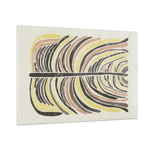 Impression sur verre - Image sur verre - Abstraction organique dans des tons terreux chauds sur un fond clair - 100x70cm - Abstraction pleine de vie - Décoration murale moderne pour le salon et la chambre ARTTOR