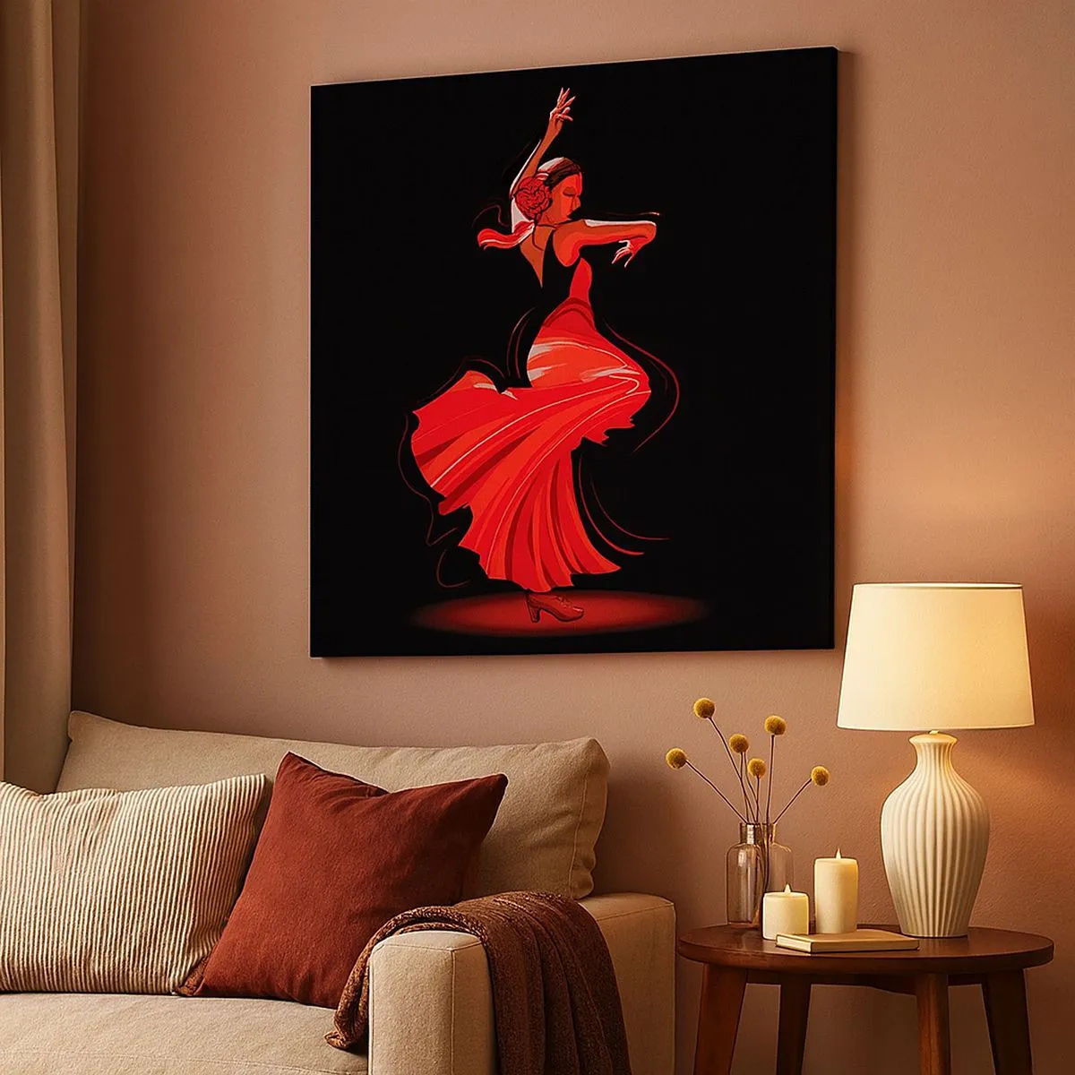 Impression sur toile - Image sur toile - L'esprit fougueux du flamenco - 30x30 cm