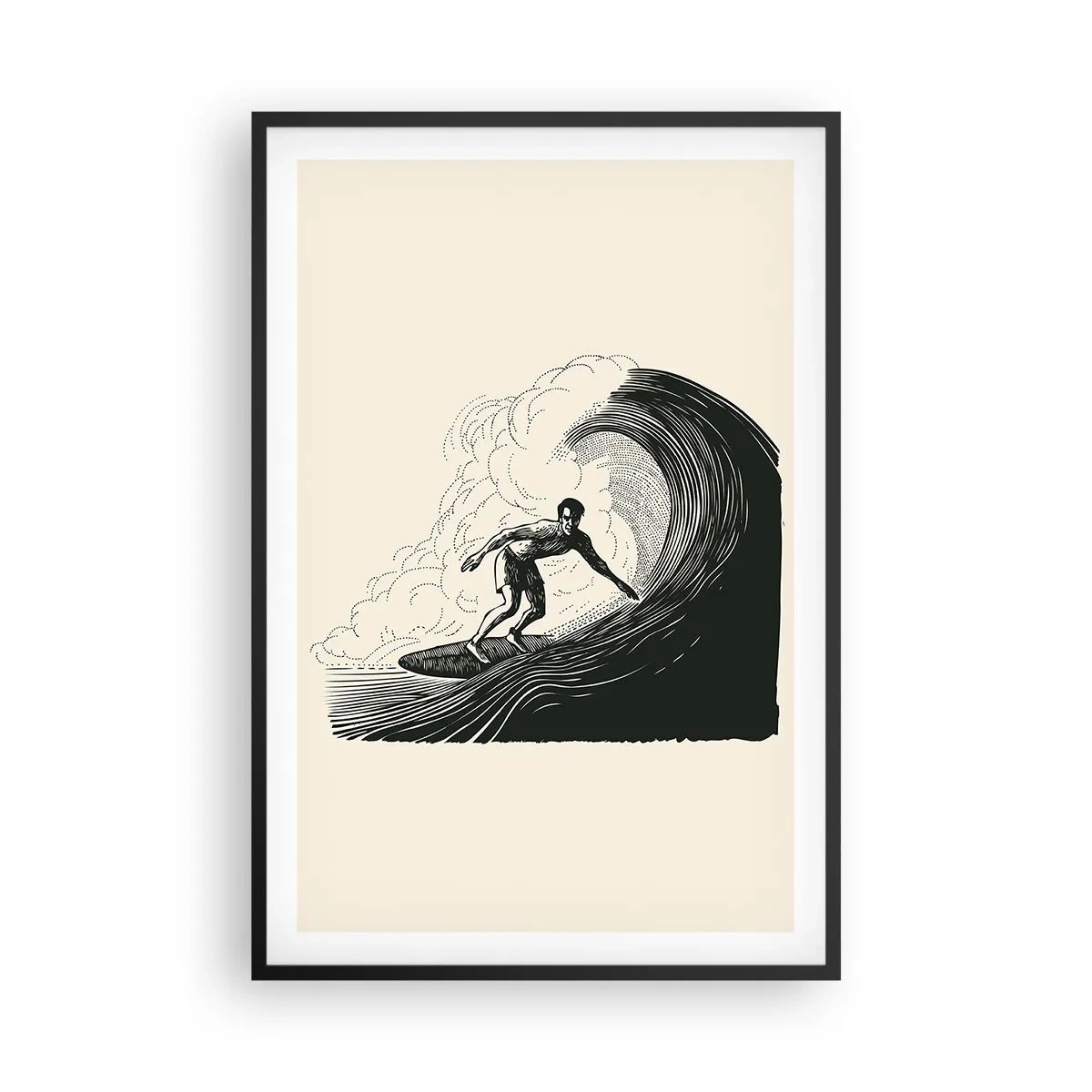 Affiche dans un cadre noir - Poster - Le roi de la vague - 61x91 cm