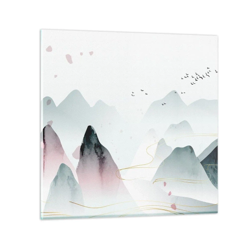 Impression sur verre - Image sur verre - Au-delà des sommets - 50x50 cm